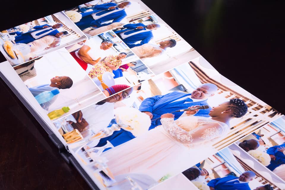 Open wedding photo album